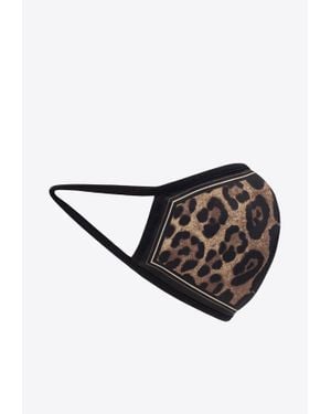 Dolce & Gabbana Leopard-Print Poplin Face Mask - Black