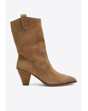 Aquazzura Boogie 70 Suede Mid-Calf Boots - Brown