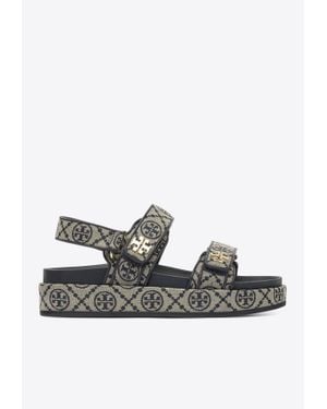 Tory Burch Kira Sports Monogram Slingback Flat Sandals - White