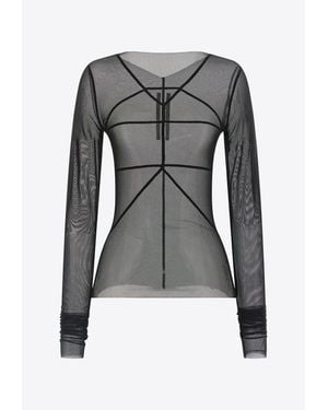 Rick Owens Temple Long-Sleeved Sheer Top - Gray