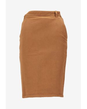 Saint Laurent Pencil Denim Skirt - Brown
