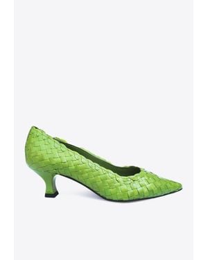 LA ROSE Carol 50 Woven Pumps - Green