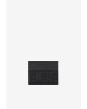 Fendi Ff Jacquard And Leather Cardholder - White