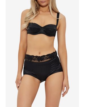 Dolce & Gabbana Satin And Lace High-Rise Briefs - Black