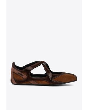 The Attico Floor 01 Suede Ballet Flats - Brown