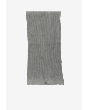 Pinko Logo-Patch Wool-Blend Scarf - Grey