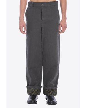 Burberry Carpenter Oversized Turn-Up Pants - Gray