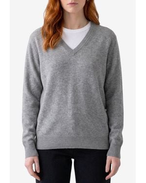 The Row Phora V-Neck Ribbed Sweater - Grey