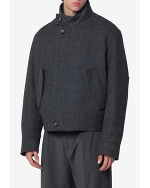 Ami Paris Padded Harrington Jacket - Gray
