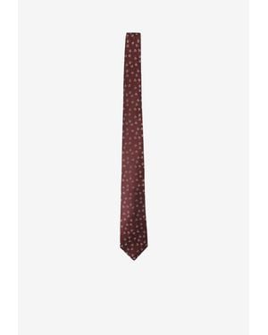 Kiton Floral Embroidered Silk Tie - White