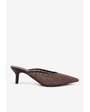 Brunello Cucinelli 55 Crystal Mesh Mules - White