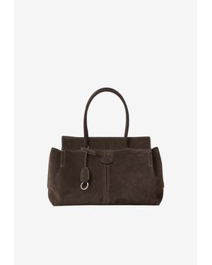 Tod's Suede Leather Top Handle Bag - Brown