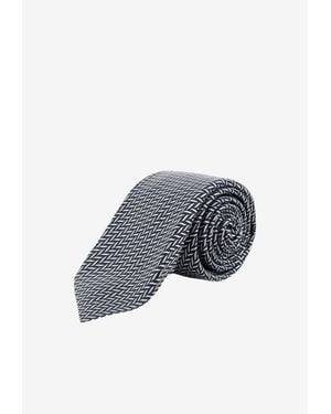 Kiton Micro-Patterned Silk Tie - Blue
