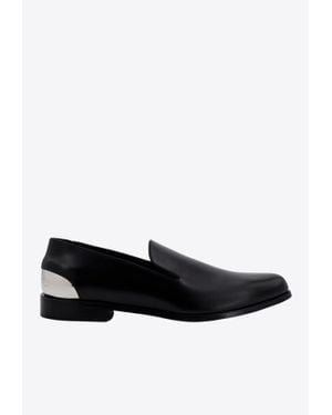 McQueen Metal Heel Leather Loafers - Black