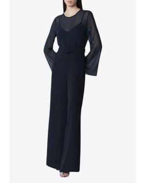 P.A.R.O.S.H. Belted Sleeved Jumpsuit - Blue