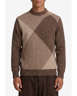Ballantyne Diamond Pattern Wool Sweater - Brown