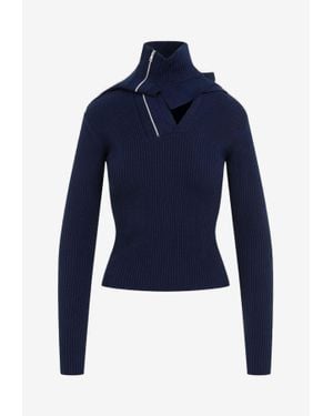 Y. Project Pinched Shoulder Fitted Sweater - Blue