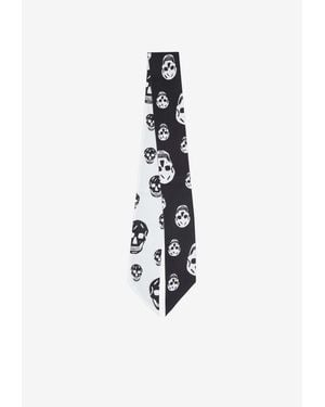 McQueen Skull Print Silk Twill Scarf - White
