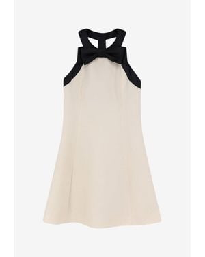 Valentino Crepe Couture Mini Dress With Bow - Natural