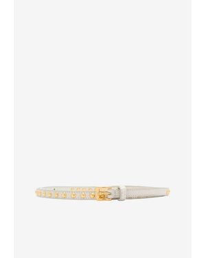 Prada Studded Leather Belt - White