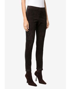 P.A.R.O.S.H. Monet Slim-Fit Suede Pants - Black