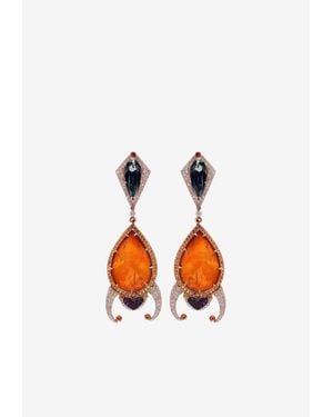 Djihan Diamond Paved Drop Earrings - White
