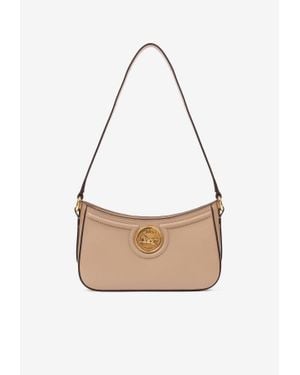 Chloé Horse Medal Grained Leather Shoulder Bag - White