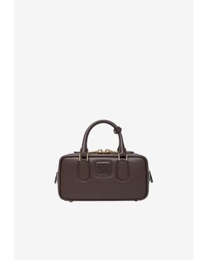 Miu Miu Arcadie Leather Top Handle Bag - Brown