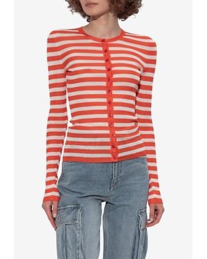 Dolce & Gabbana Striped Viscose Cardigan - Red
