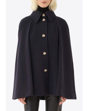 Chloé Cape-effect Wool Coat - Blue
