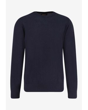 BOSS Wool And Silk Crewneck Sweater - Blue