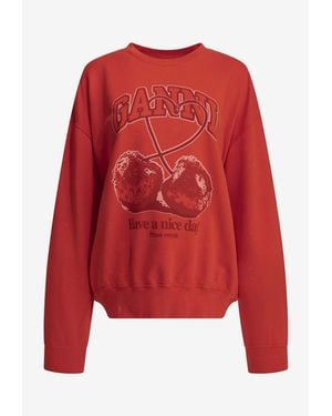 Ganni Cherries Print Sweatshirt - Red