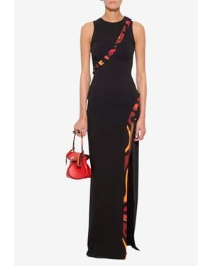 PUCCI Maxi Fitted Dress With Printed-Trims - Black