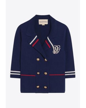 Valentino Wool Buttoned Cardigan - Blue