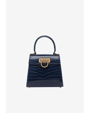 Ferragamo Gancini Foldover Top Handle Bag in Black Lyst