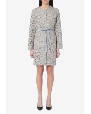 P.A.R.O.S.H. Floral Lace Mini Dress - Gray