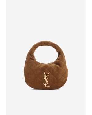 Saint Laurent Icare Quilted Suede Hobo Bag - Brown