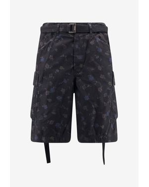 Sacai Floral Print Cargo Shorts - Blue
