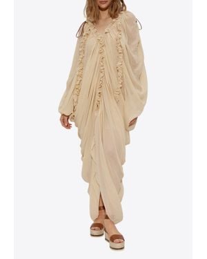 Zimmermann Illuminate Cold-Shoulder Draped Maxi Dress - Natural