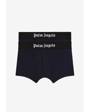 Palm Angels Logo Waistband Trunks - Blue
