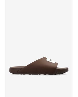 Givenchy Label Rubber Slides - Brown