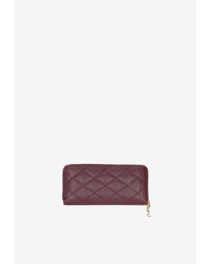 Saint Laurent Cassandre Bijou Leather Zip-Around Wallet - Purple