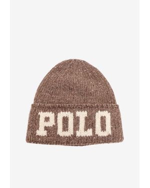Polo Ralph Lauren Intasia Knit Logo Beanie - Brown
