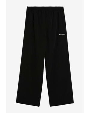 Balenciaga Logo Wide-Leg Trousers - Black