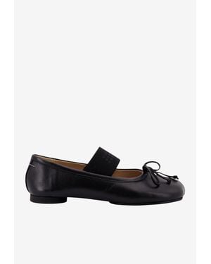 MM6 by Maison Margiela Leather Ballet Flats With Bow - Black