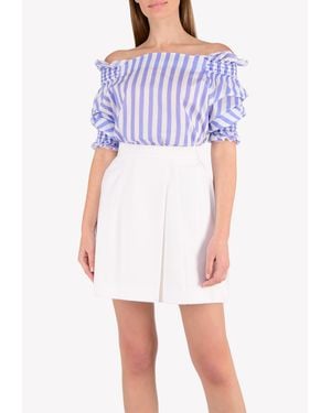 Francesco Scognamiglio Striped Off-Shoulder Blouse - White