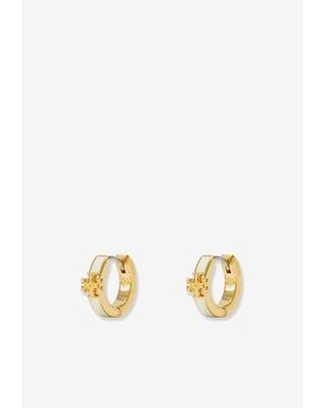 Tory Burch Kira Enamel Huggie Hoop Earrings - White