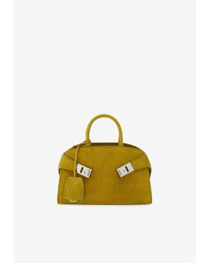 Ferragamo Mini Hug Suede Top Handle Bag - Yellow