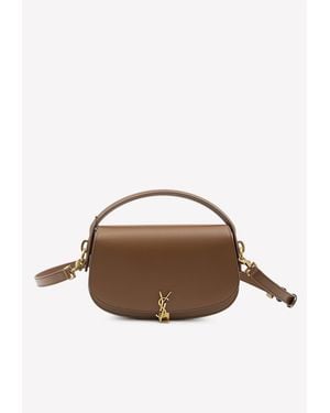 Saint Laurent Voltaire Half Moon Leather Shoulder Bag - Brown