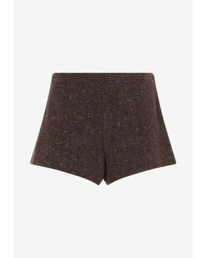 Ralph Lauren Textured Knit Slim Mini Shorts - Brown